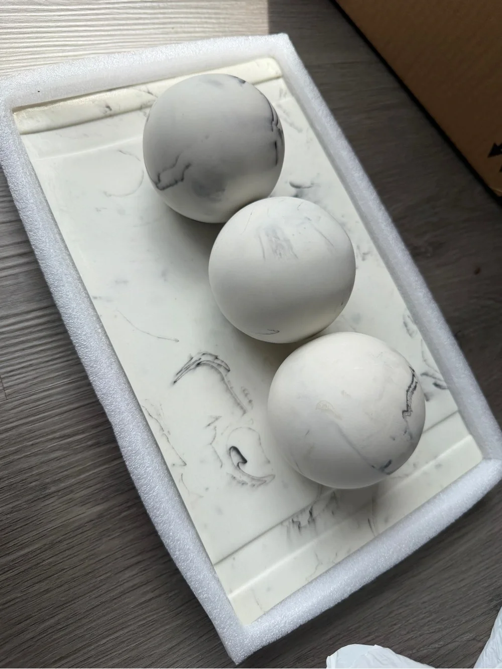 Marble Decorative Spheres Set of 3 - White Marble Accent Decor